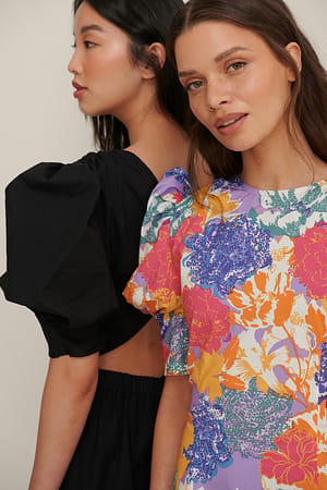 Multi Floral Print Minikleid Mit Offenem Rücken