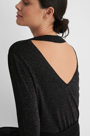 Black Strickpullover Mit Offenem Rücken