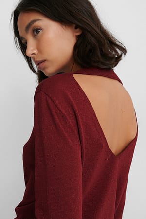 Dark Red Strickpullover Mit Offenem Rücken