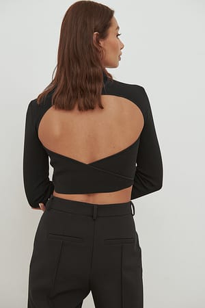 Black Strikket top med åben ryg