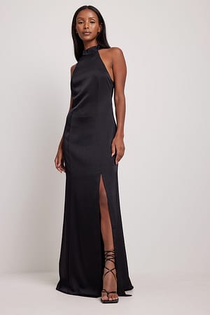 Black Maxi robe en satin