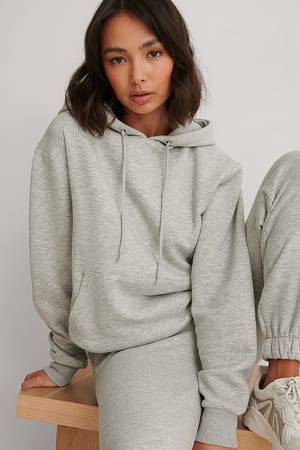 Grey Melange Oversize børstet hættetrøje