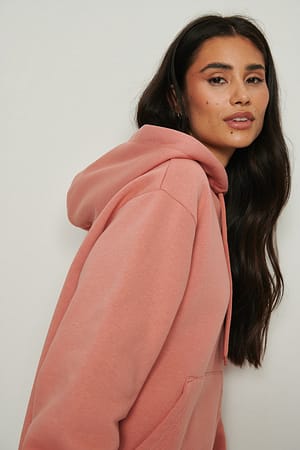 Dusty Dark Pink Hoodie en peluche surdimensionné