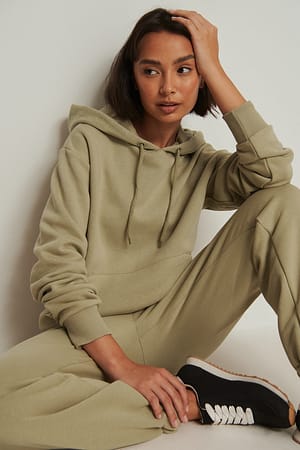 Light Khaki Hoodie en peluche surdimensionné