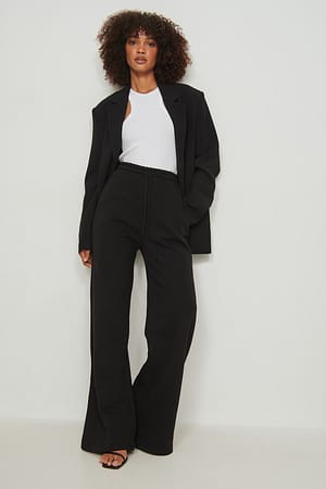 Black Geborstelde sweatpants met rechte pijpen van biologisch katoen