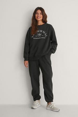 Dark Grey Melange Organic gebürstete spitz zulaufende Jogginghose