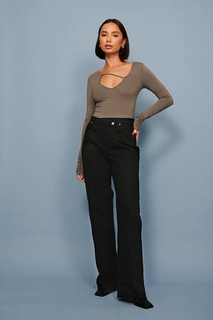Black Organic Cotton Detailed Denim