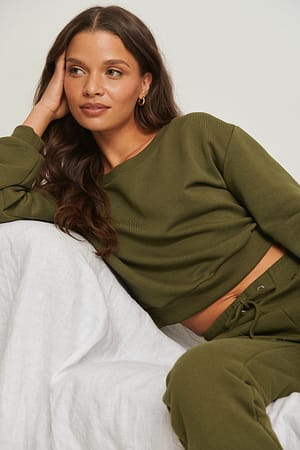 Dark Olive Organic Cropped Sweater