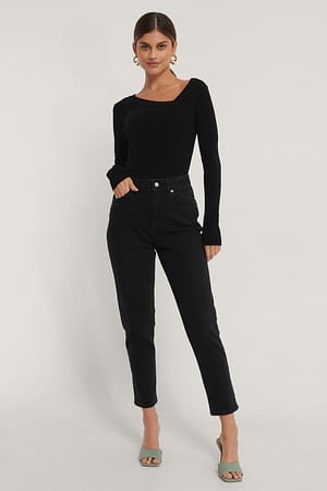 Black Organische mom jeans