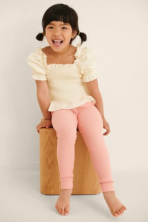 Dusty Pink Organic Ribbed Leggings