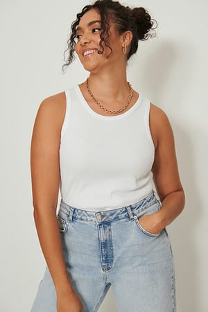 White Organic Ribbed Tank