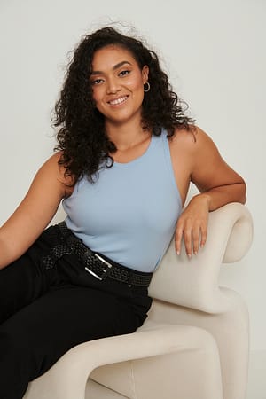 Light Blue Organic Ribbed Tank