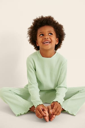Mint Green Organisk ribbetopp med babylock