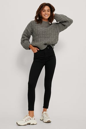 Black Organische Skinny Jeans mit hoher Taille