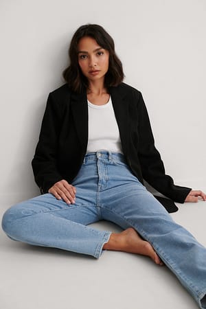 Light Blue Jean taille haute droit biologiques