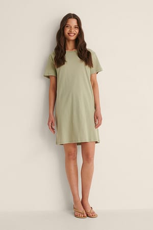 Light Khaki Organic T-Shirt Dress