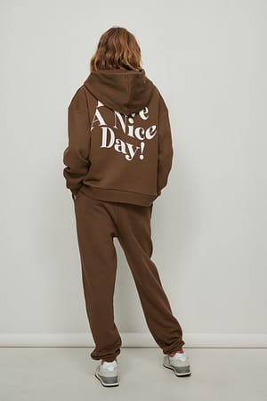 Brown Pantalon de survêtement fuselé bio