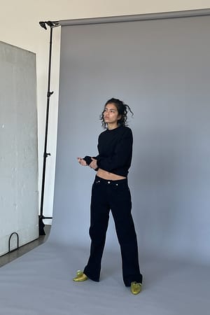 Black Økologiske jeans med vide ben