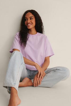Light Lilac Oversized ¾ Sleeve Tee
