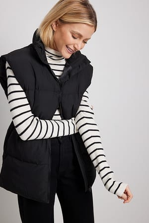 Black Oversized gefütterte Weste
