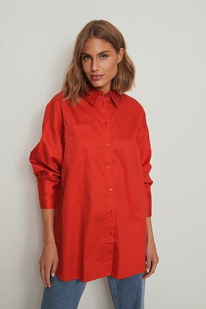 Red Chemise surdimensionnée à poches
