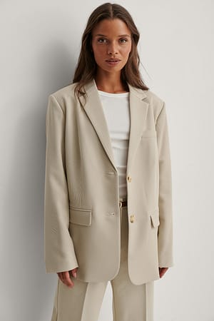 Sand Übergroßer Twill-Blazer