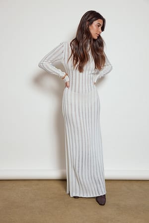Offwhite Robe longue en tricot à empiècement