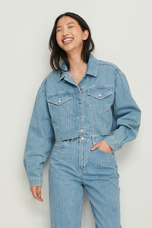 Blue Nålestribet denimjakke