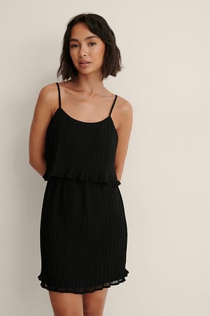 Black Pleated Mini Dress