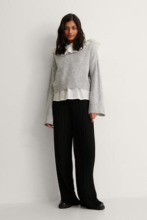 Black Pleated Wide Leg Pants