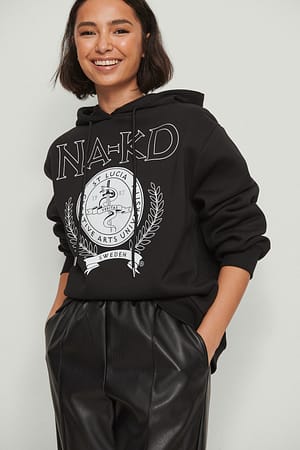 Black Printed Hoodie