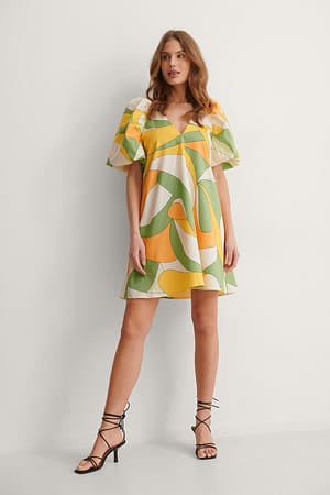 Green Print Vestido Mini