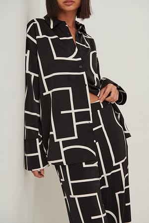 Black Print Printed Satin Pants