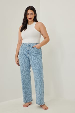Blue Zebra Rett denim med trykk