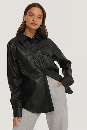 PU Double Pocket Shirt
