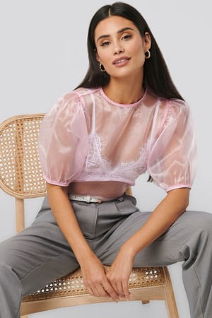 Pink Puff Sleeve Blouse