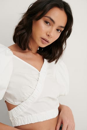 White Top Mit Puffärmeln