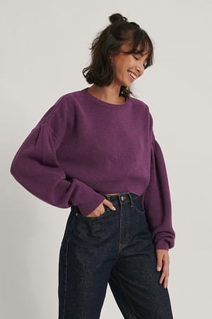 Plum Recycelter kurzer Strickpulli mit Puffärmeln