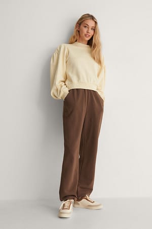 Beige Sweatshirt à manches bouffantes