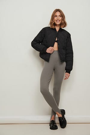 Black Gepolsterte Kurze Jacke