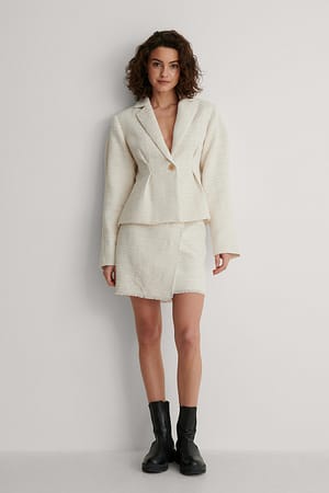 Cream Jupe Courte En Tweed