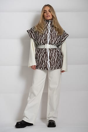 Zebra Brown Gepolsterte Weste mit Gürtel