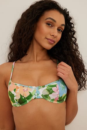 Bright Summer Print Återvunnen balconette bikini-BH
