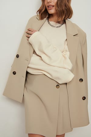 Dark Sand Recycled Buttoned Mini Skirt