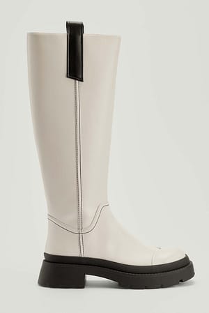 Offwhite Recycelte Schaft-Stiefel mit Spitzen-Detail