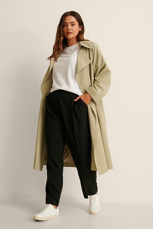 Black Recycled Darted Elastic Waist Pants
