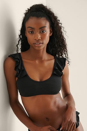 Black Gerecycleerd bikinitop met bandjes