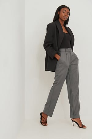 Dark Grey Pantalones de vestir de talle medio