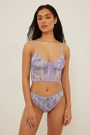 Lilac Print Mid Waist Mesh Brief