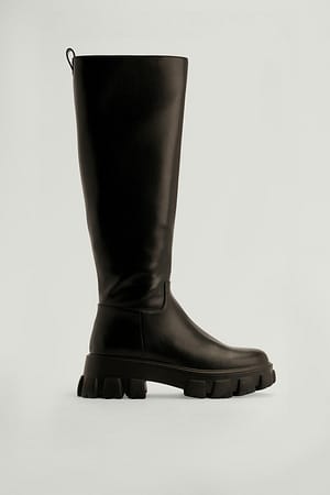 Black Bottes tige à semelle haute